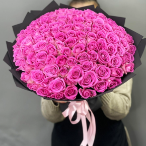 Букет 101 розовой розы Кения (40 см) в Егорьевске