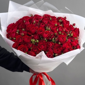 Букет из 19 красных кустовых пионовидных роз (50 см) в Егорьевске