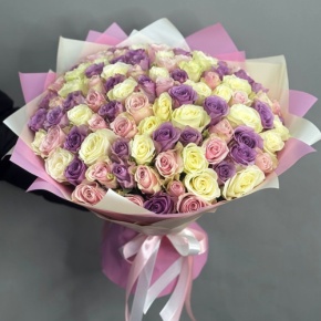 Букет из 101 розы пастельный микс (40 см) в Егорьевске