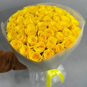 Букет "Золотце" из 51 лимонной розы (40 см) в Егорьевске