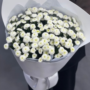 Букет "Белая дымка" из 25 хризантем сантини в Егорьевске
