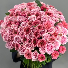 Нежный букет из 101 розы Риджентс парк и Аваланж микс  (70 см) в Егорьевске