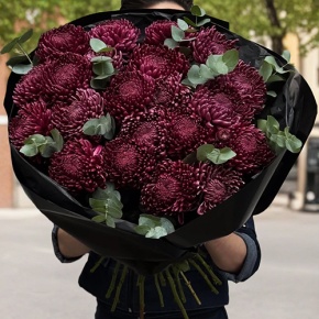 Букет из 21 винной хризантемы Бигоуди в Егорьевске