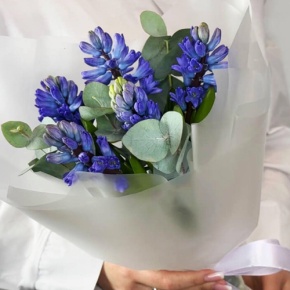 Букет "Мини" из 5 ароматных гиацинтов и эвкалипта в Егорьевске