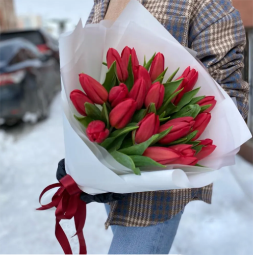 Букет красных тюльпанов в Егорьевске